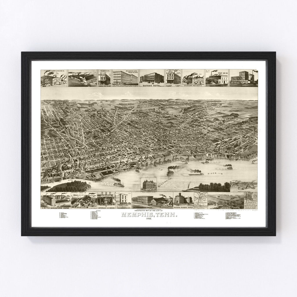 Vintage Map of Memphis, Tennessee 1887
