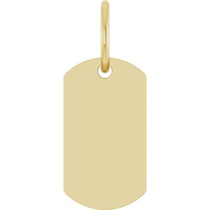 14K Yellow Gold Engravable Dog Tag Pendant