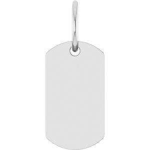 10K White Gold Engravable Dog Tag Pendant