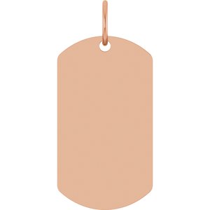 14K Rose Gold Engravable Dog Tag Pendant