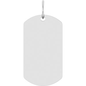 14K White Gold Engravable Dog Tag Pendant