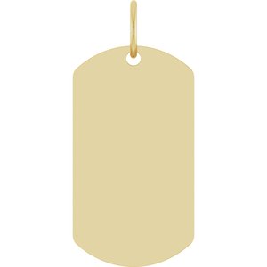 10K Yellow Gold Engravable Dog Tag Pendant