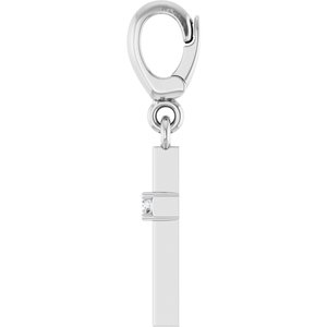 14K White Gold 1.5 mm Round Accented Cross Charm/Pendant Mounting – image 5