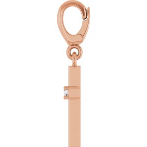 14K Rose Gold .02 CT Round Lab-Grown Diamond Cross Charm/Pendant – image 3