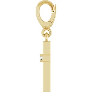 14K Yellow Gold .02 CT Round Natural Diamond Cross Charm/Pendant – image 3
