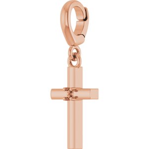 14K Rose Gold 1.5 mm Round Accented Cross Charm/Pendant Mounting – image 4