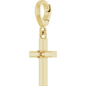 14K Yellow Gold 1.5 mm Round Accented Cross Charm/Pendant Mounting – image 4