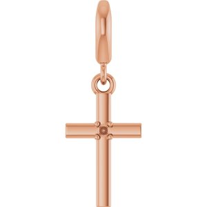 14K Rose Gold 1.5 mm Round Accented Cross Charm/Pendant Mounting – image 2