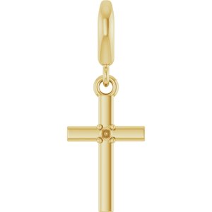 14K Yellow Gold 1.5 mm Round Accented Cross Charm/Pendant Mounting – image 2