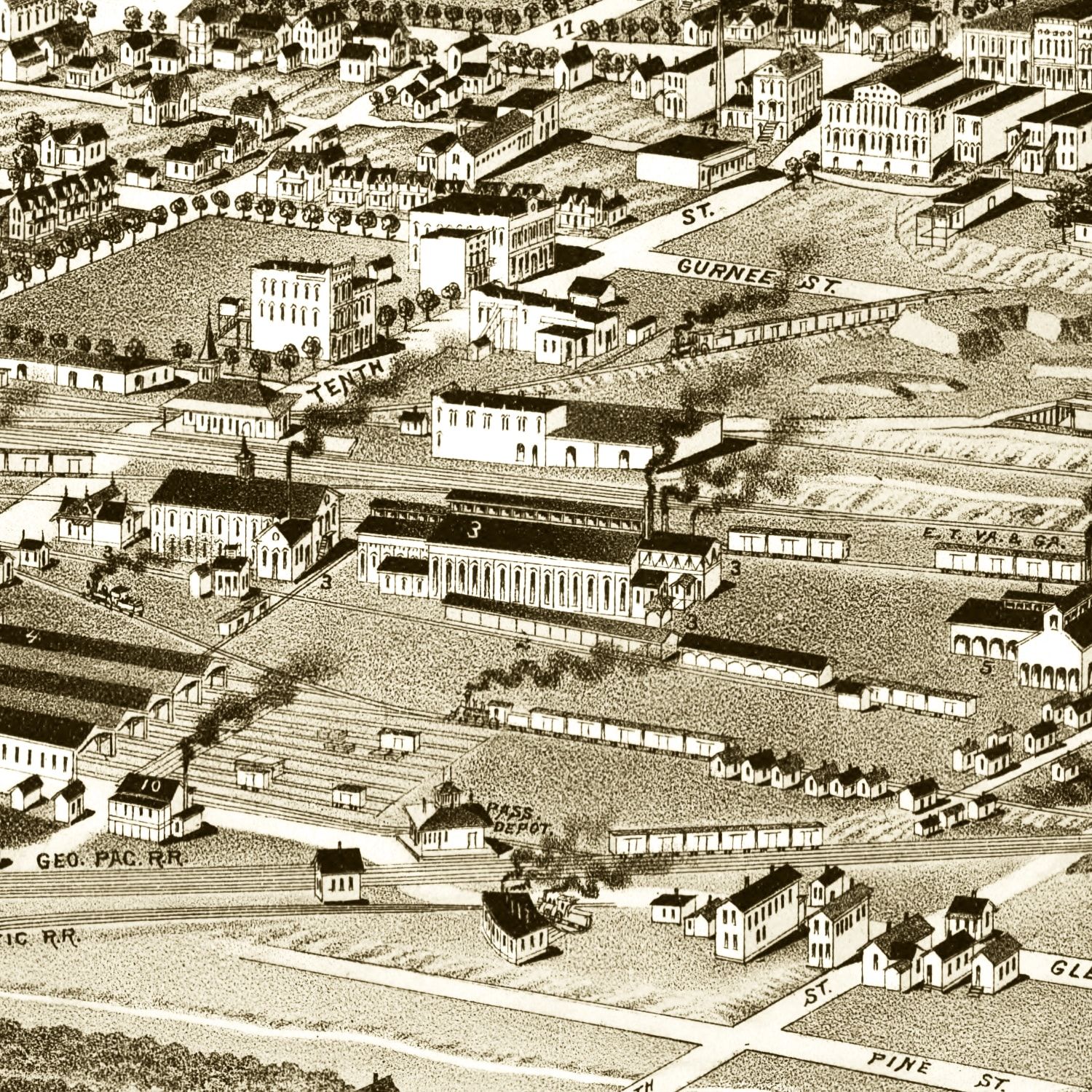 Vintage Map of Anniston, Alabama 1887