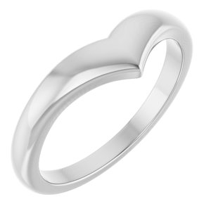 14K White Gold Domed V Ring
