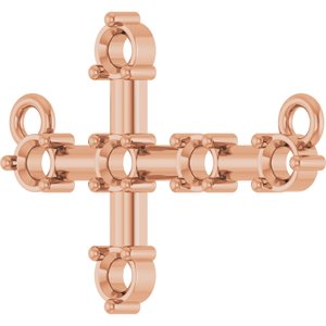 18K Rose Gold 2.2 mm Round Sideways Cross Necklace Center – image 4