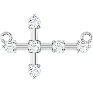 14K White Gold 2.2 mm Round Sideways Cross Necklace Center