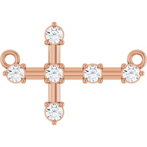 14K Rose Gold 1/4 CTW Natural Diamond Sideways Cross Necklace Center