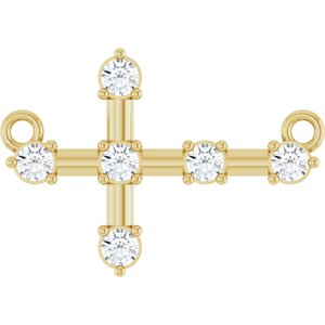 14K Yellow Gold 1/4 CTW Natural Diamond Sideways Cross Necklace Center