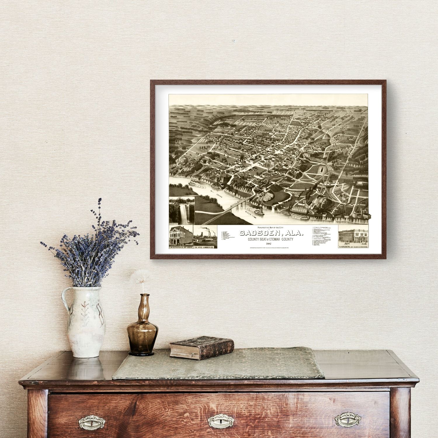 Vintage Map of Gadsden, Alabama 1887