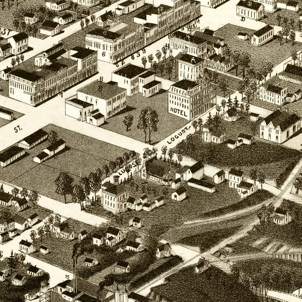 Vintage Map of Gadsden, Alabama 1887