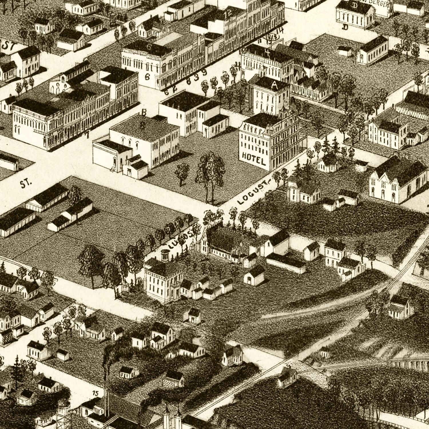 Vintage Map of Gadsden, Alabama 1887