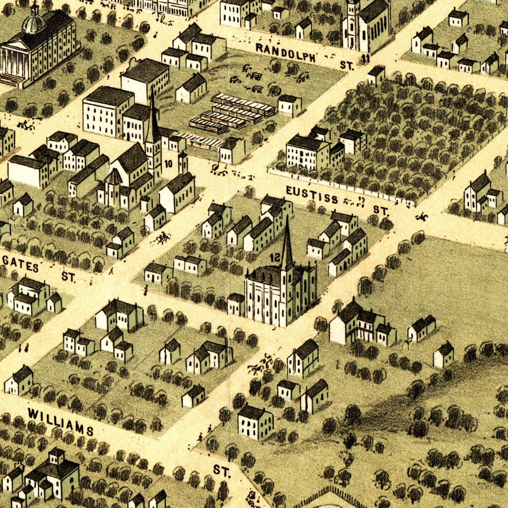 Vintage Map of Huntsville, Alabama 1871