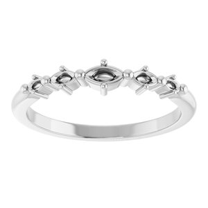 10K White Gold 4x2 mm Marquise Stackable Ring Mounting – image 6
