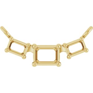 14K Yellow Gold 4x3 mm Emerald Three-Stone Necklace Center – image 2