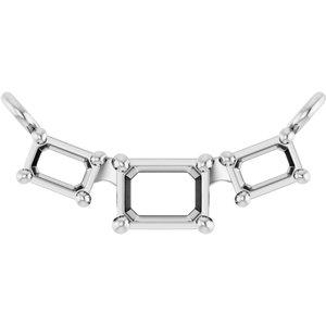 14K White Gold 4x3 mm Emerald Three-Stone Necklace Center – image 2