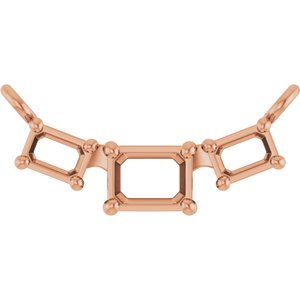 14K Rose Gold 4x3 mm Emerald Three-Stone Necklace Center – image 2