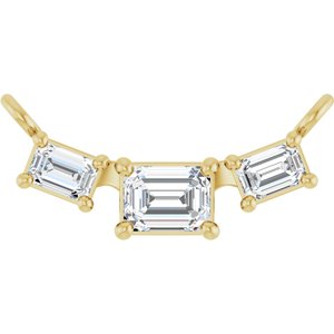 14K Yellow Gold 3/8 CTW Lab-Grown Diamond Three-Stone Necklace Center