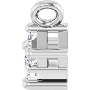 14K White Gold 4x3 mm Emerald Three-Stone Necklace Center – image 5