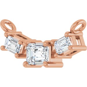 14K Rose Gold 4x3 mm Emerald Three-Stone Necklace Center – image 3