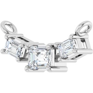 18K White Gold 4x3 mm Emerald Three-Stone Necklace Center – image 3