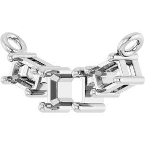Platinum 4x3 mm Emerald Three-Stone Necklace Center – image 4