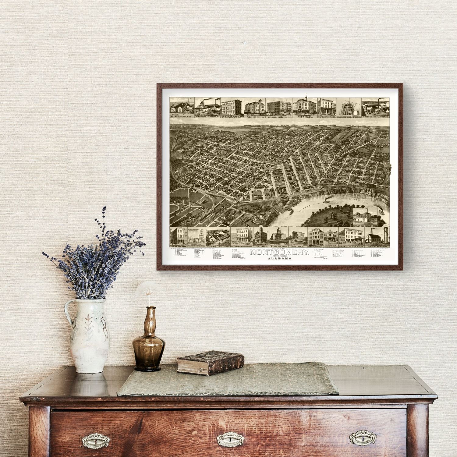 Vintage Map of Montgomery, Alabama 1887