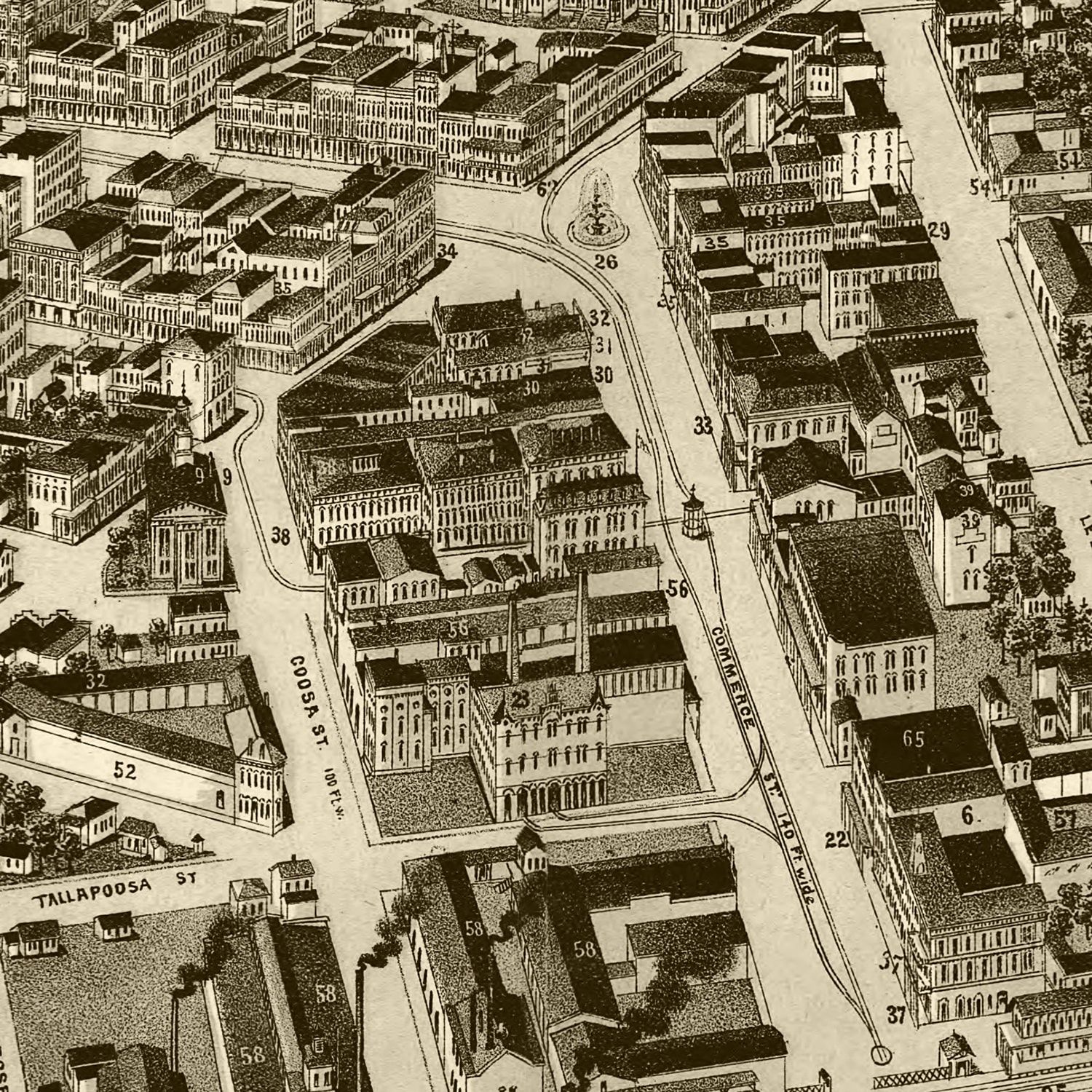 Vintage Map of Montgomery, Alabama 1887