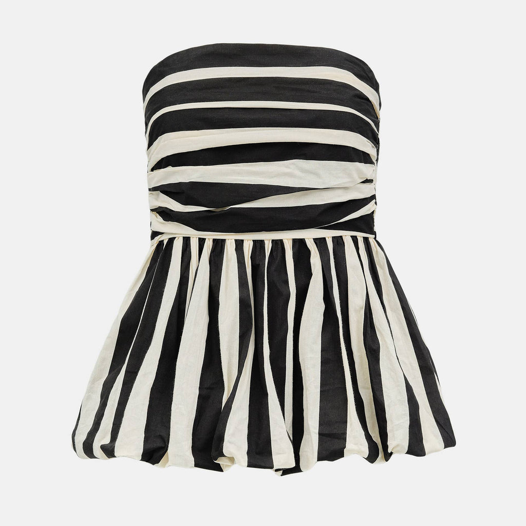 Black & White Striped Bubble Tube Top