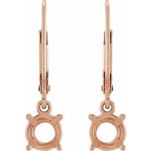 14K Rose Gold 4 mm Round 4-Prong Dangle Earring Mounting – image 2