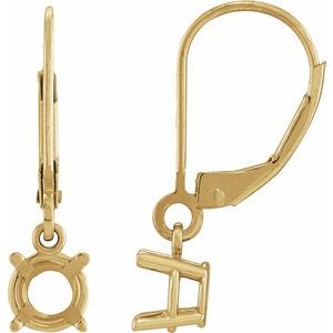 14K Yellow Gold 3 mm Round 4-Prong Dangle Earring Mounting
