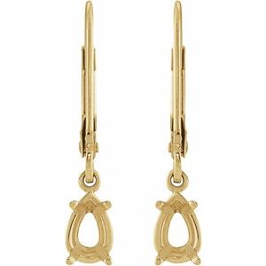 14K Yellow Gold 7x5 mm Pear 4-Prong Dangle Earring Mounting – image 2