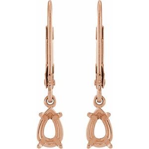 14K Rose Gold 6x4 mm Pear 4-Prong Dangle Earring Mounting – image 2