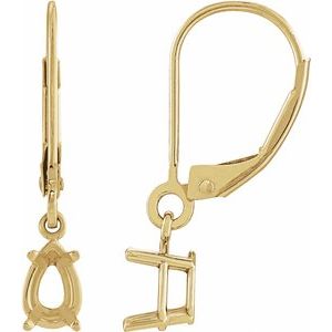14K Yellow Gold 7x5 mm Pear 4-Prong Dangle Earring Mounting