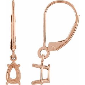 14K Rose Gold 8x5 mm Pear 4-Prong Dangle Earring Mounting