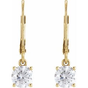 14K Yellow Gold 2 1/2 CT Round Lab-Grown Diamond Solitaire Lever Back Earrings – image 2