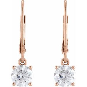 14K Rose Gold 2 1/2 CT Round Lab-Grown Diamond Solitaire Lever Back Earrings – image 2