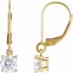 14K Yellow Gold 2 1/2 CT Round Lab-Grown Diamond Solitaire Lever Back Earrings