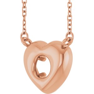 14K Rose Gold 4.5 mm Round Accented Heart 18" Necklace Mounting – image 4