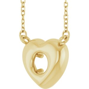 14K Yellow Gold 4.5 mm Round Accented Heart 18" Necklace Mounting – image 4