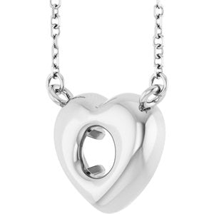 Sterling Silver 4.5 mm Round Accented Heart 18" Necklace Mounting – image 4