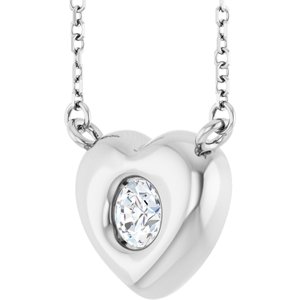 Sterling Silver 4.5 mm Round Accented Heart 18" Necklace Mounting – image 3