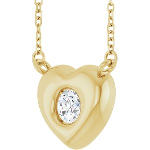 10K Yellow Gold 4.5 mm Round Accented Heart 18" Necklace Mounting – image 3