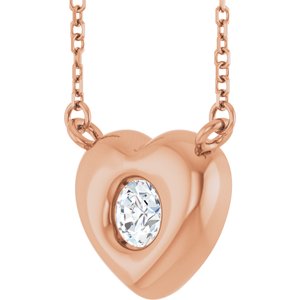 14K Rose Gold 4.5 mm Round Accented Heart 18" Necklace Mounting – image 3